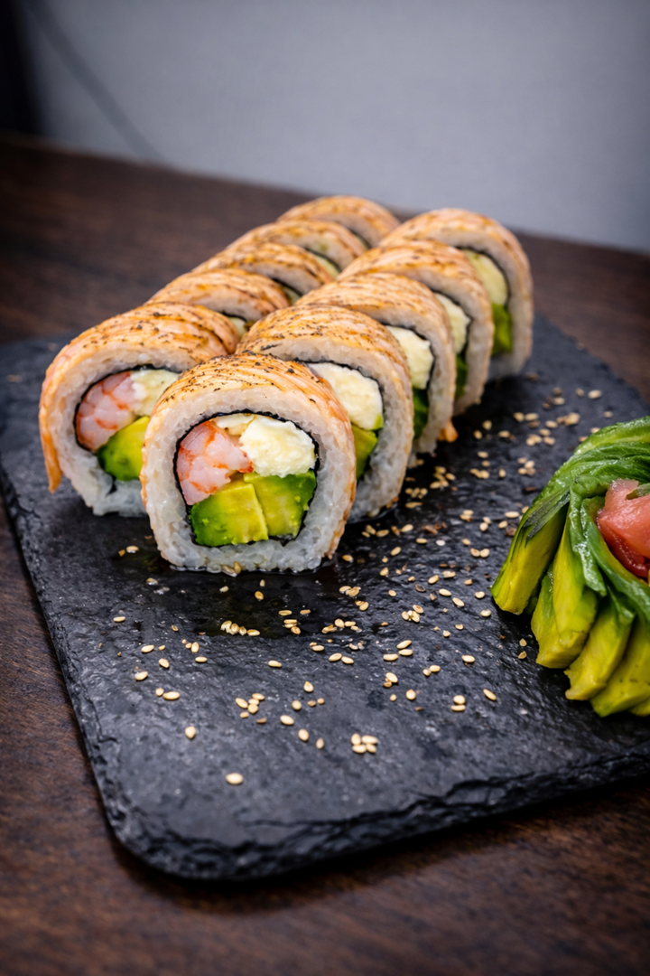 Sake Flame Roll Premium (Salmón flameado)