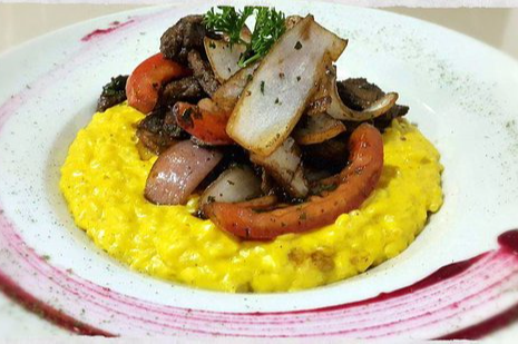 Risotto a la huancaina de lomo