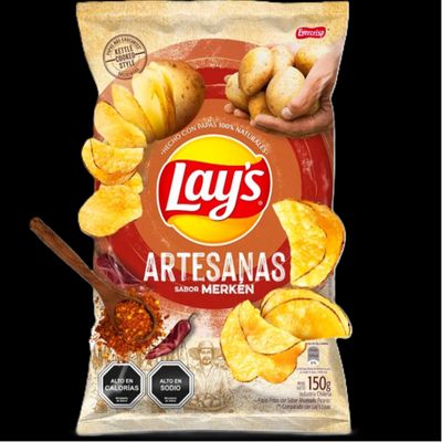 Papas Lays Artesanas Merkén 150 Grs