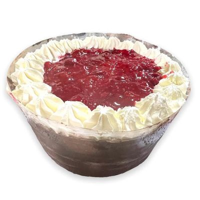 Torta trufa frambuesa entera (Chocolate, manjar, crema chantillí y frambuesas)