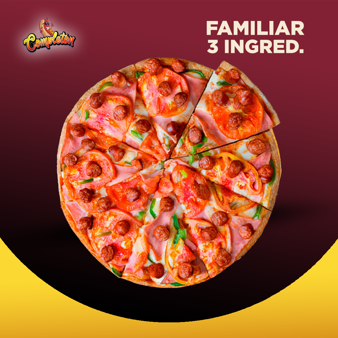 Pizza Familiar 3 ingredientes a elección