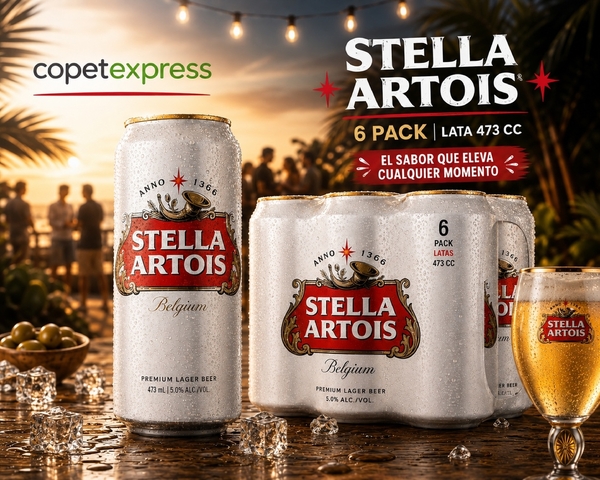 Stella Artois lata 473 cc 6 pack