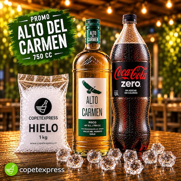 Alto 750 cc + Bebida 1,5 + Hielo 1 kg