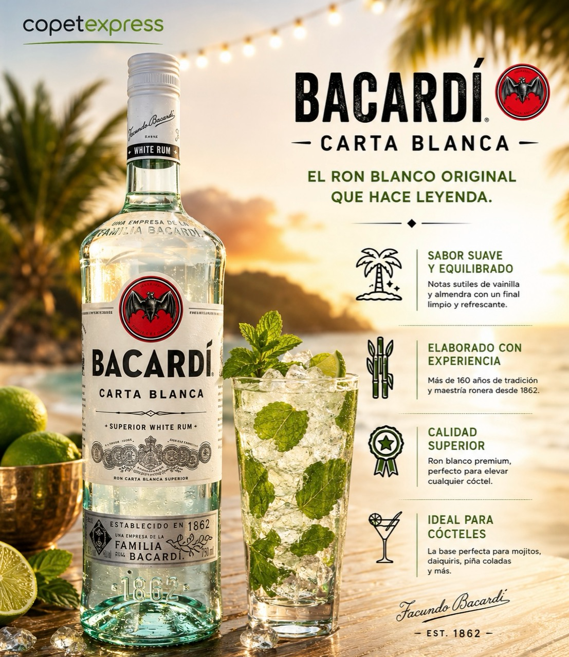 Bacardi blanco 750 cc