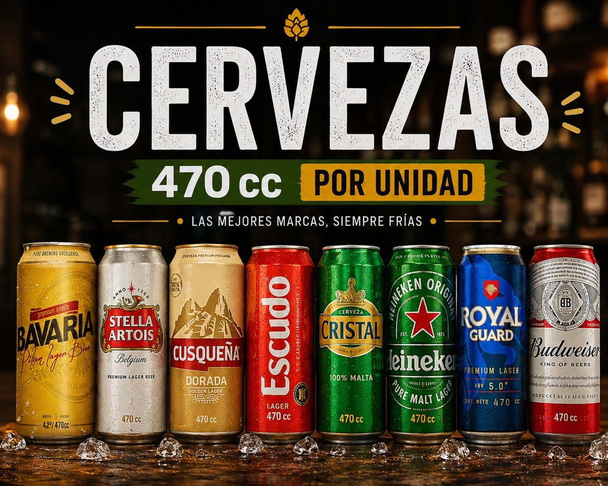 Cervezas lata 470 cc x unidad