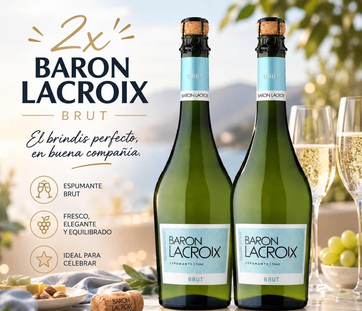 2 x Baron Lacroix Brut  750 cc