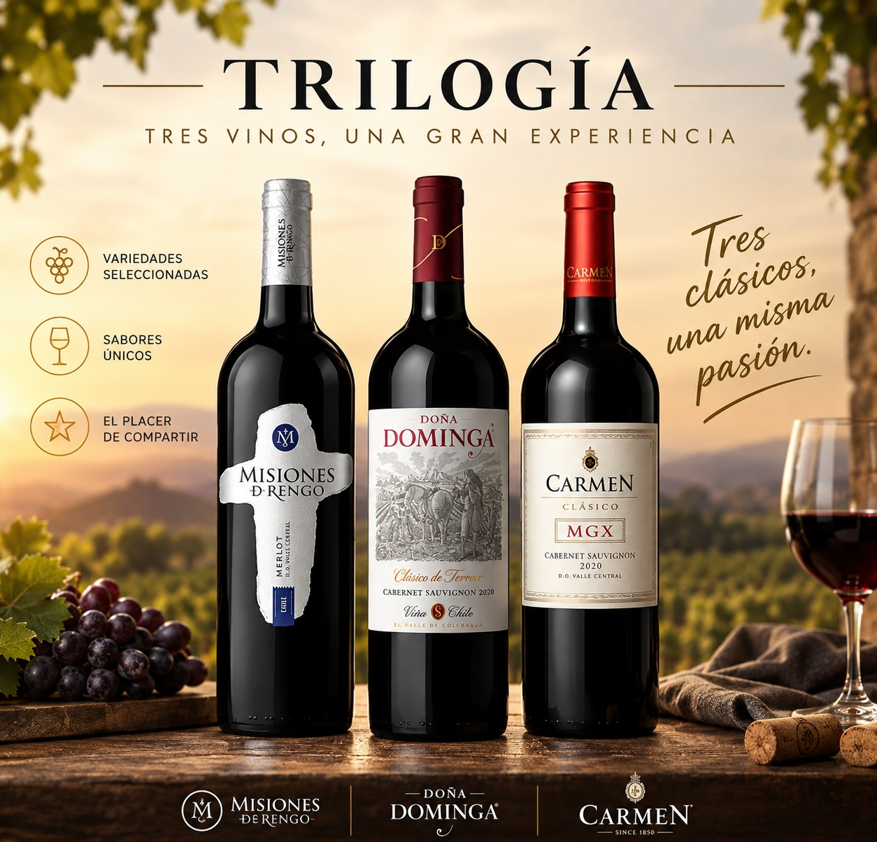 Trilogia de tintos 750 cc