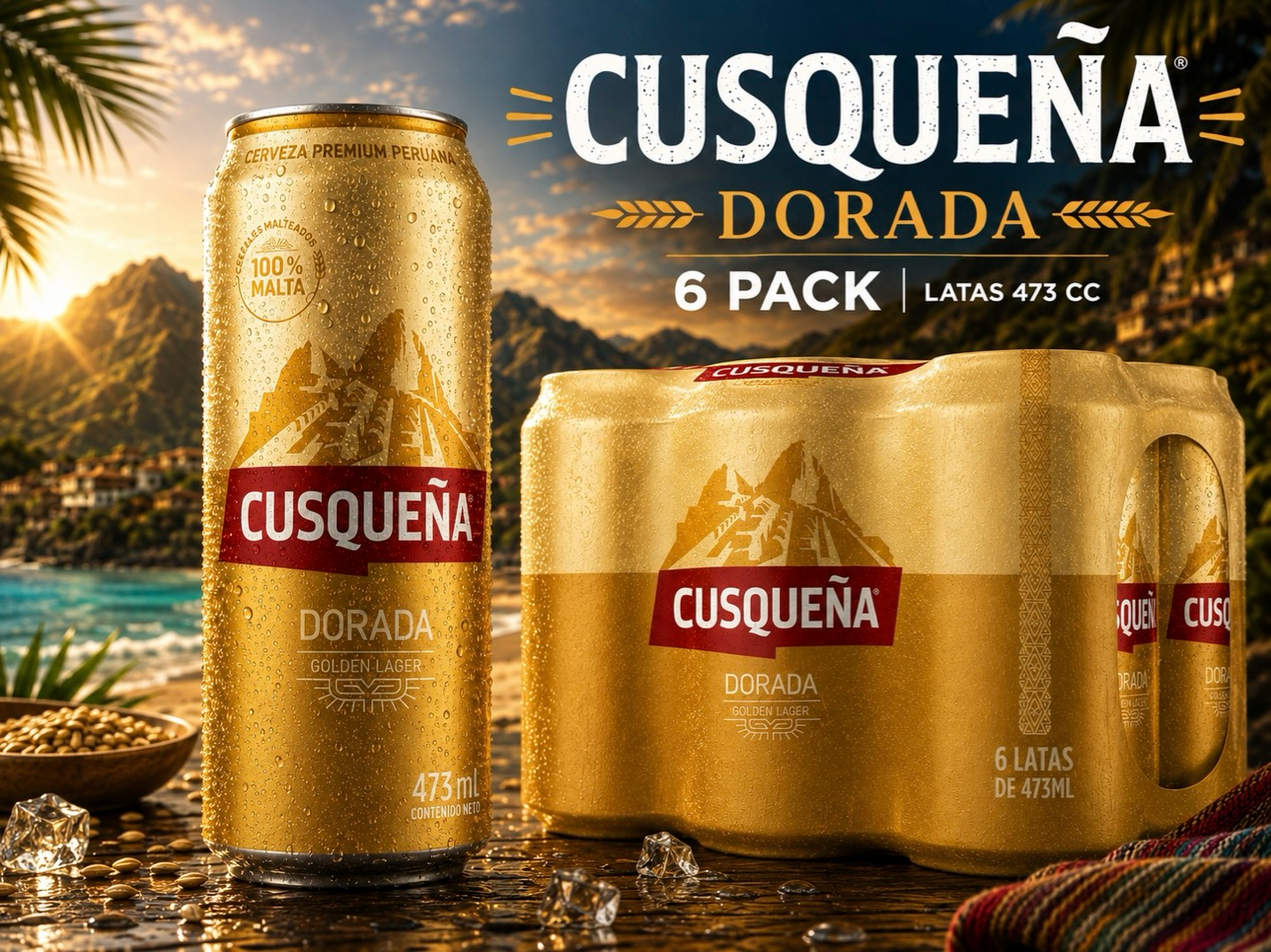 Cusqueña lager lata 473 cc 6 pack