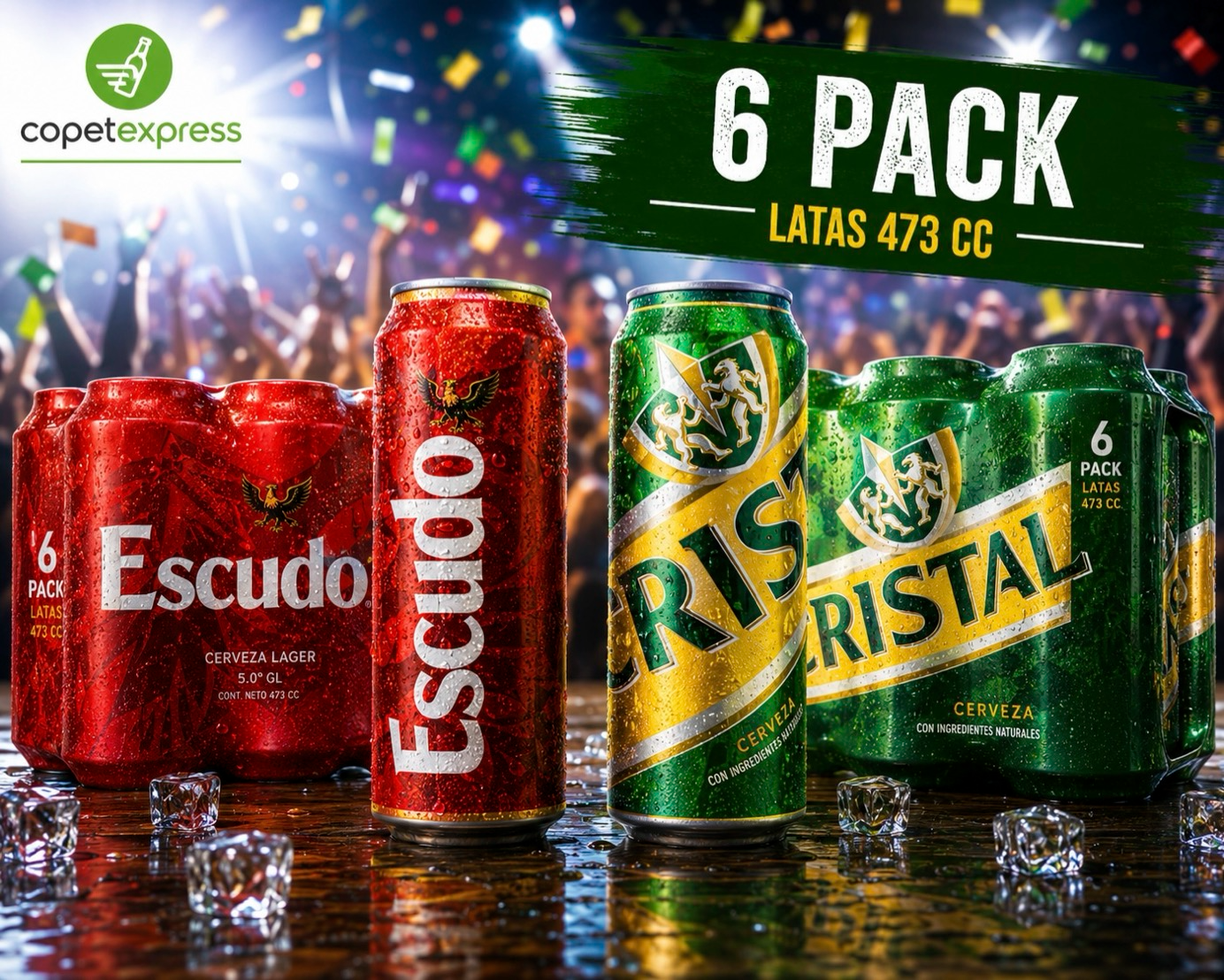 Escudo o Cristal lata 473 cc 6 pack