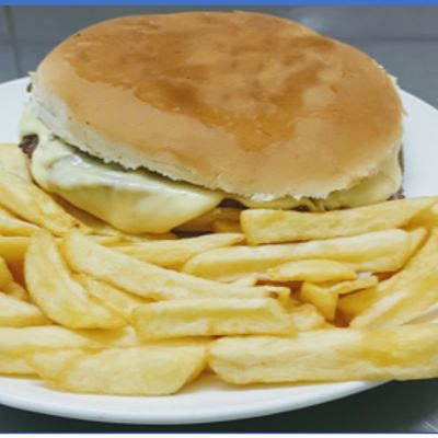 Combo Lomito Queso 16 cm y Papas Fritas 