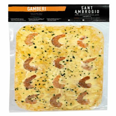 Pizza Gamberi masa fina Saint Ambroggio