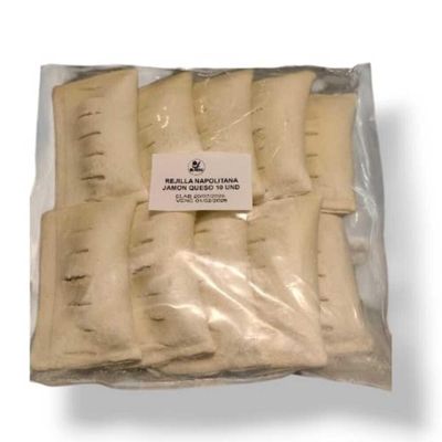 Rejilla jamon y queso masa hoja 70 grs. c/u 10 Unid.