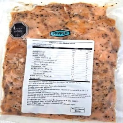 Salmón ahumado en caliente picado a la pimienta 500 grs