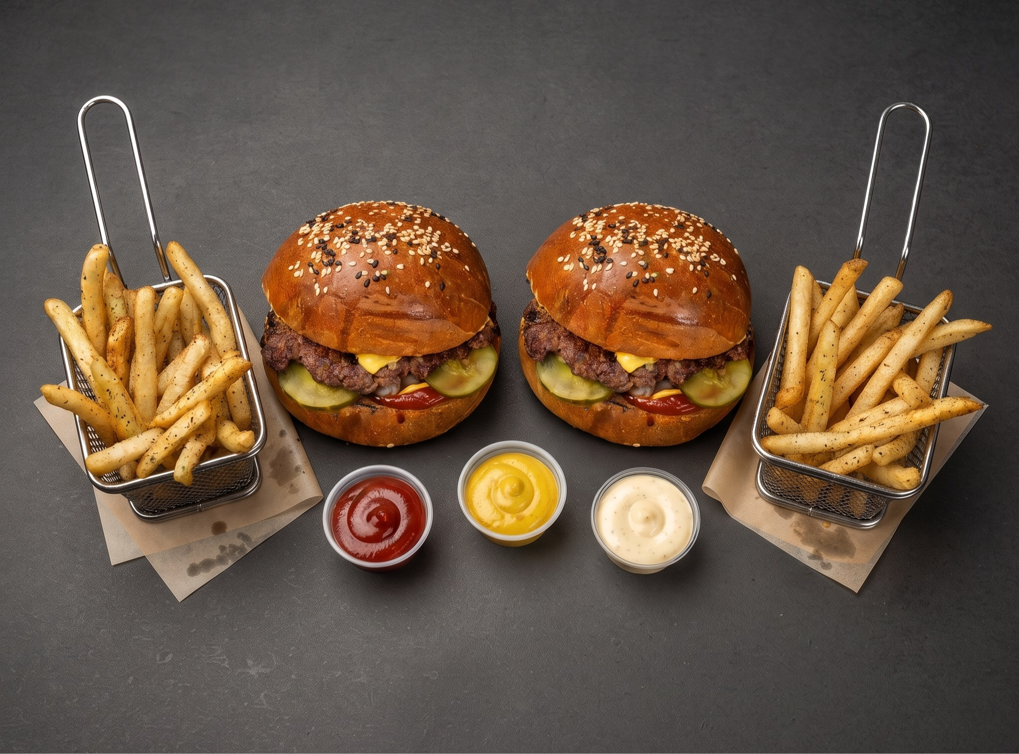 Doble Quesoburger Con Papas Fritas