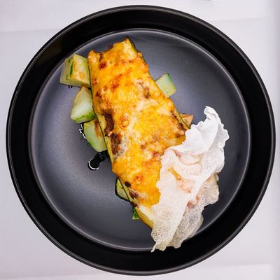 Zapallo Italiano con papas doradas