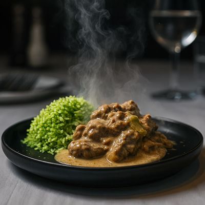 Strogonoff de Res con Arroz al cilantro  