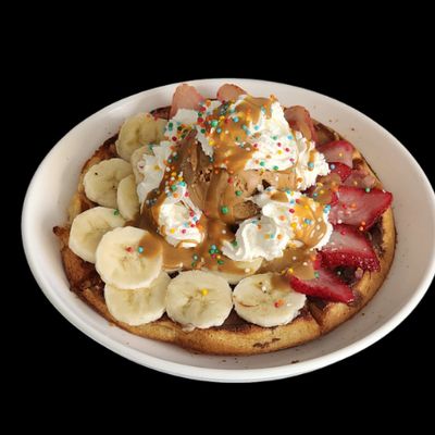 Waffle con helado