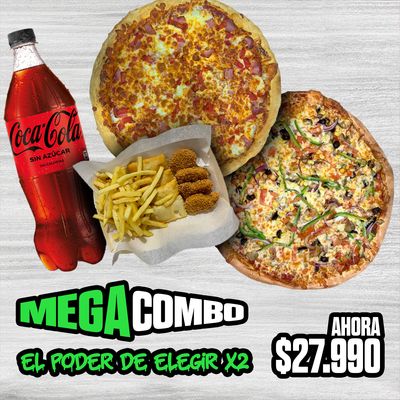 MEGA COMBO: 2 FAMILIARES 3 ING. + MIX + BEBIDA 2.5