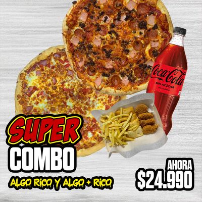 SUPER COMBO: 2 MEDIANAS 3 ING. + MIX + BEBIDA