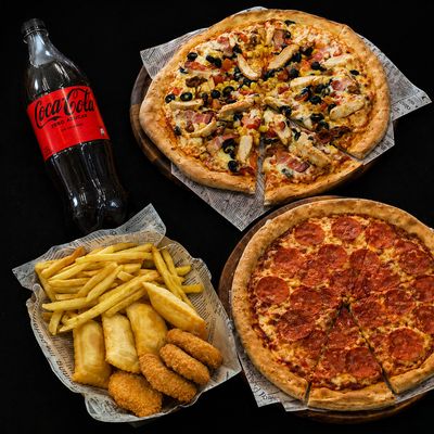 MEGA COMBO: 2 FAMILIARES 3 ING. + MIX + BEBIDA 2.5