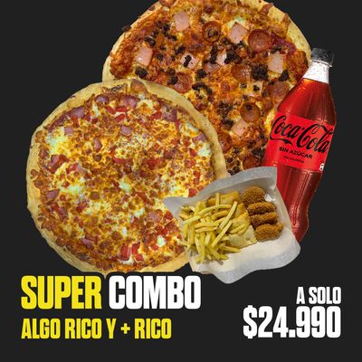 SUPER COMBO: 2 MEDIANAS 3 ING. + MIX + BEBIDA