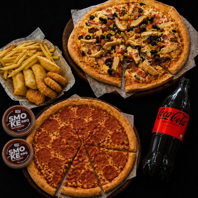 SUPER COMBO: 2 MEDIANAS 3 ING. + MIX + BEBIDA