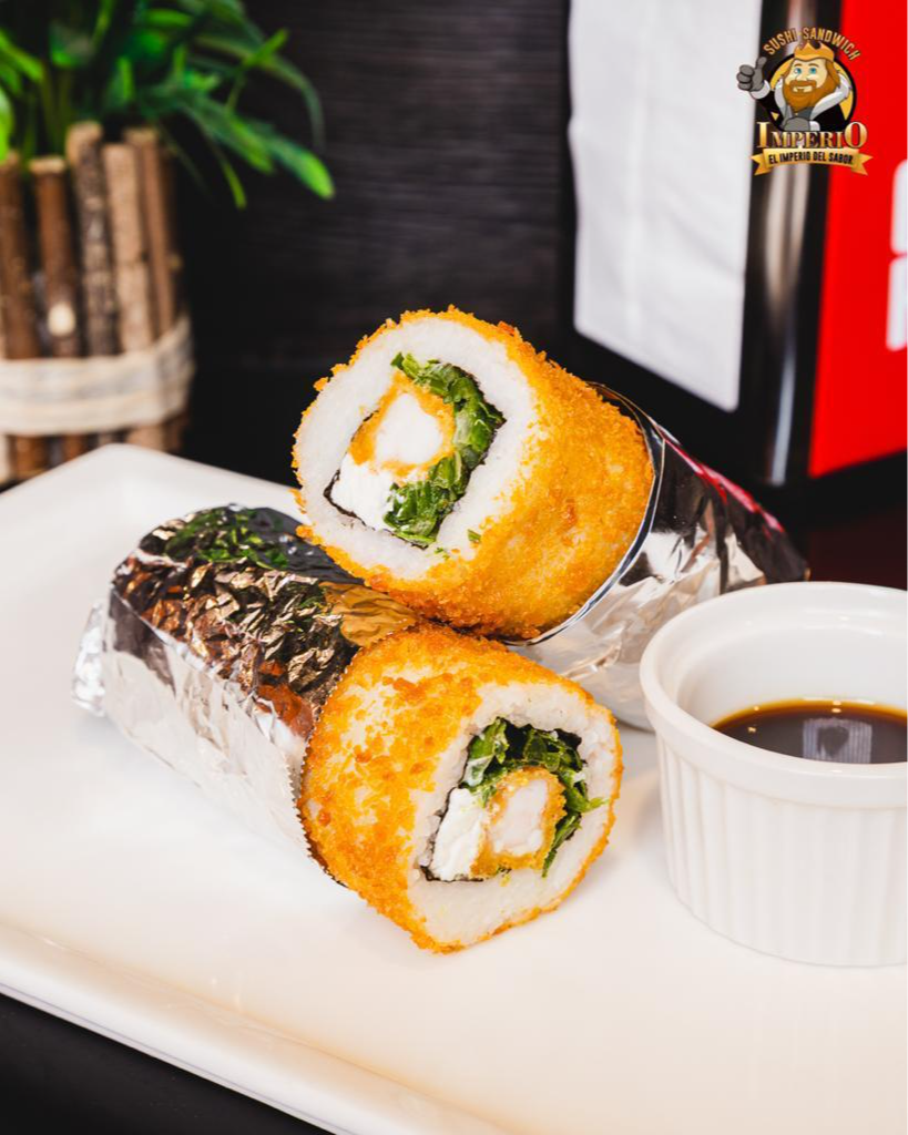 Handroll Camarón, Cebollín y queso.