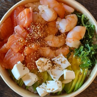 Gohan de Camarón y salmón