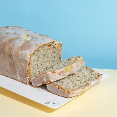 Queque vegano trozo individual de limón-amapola
