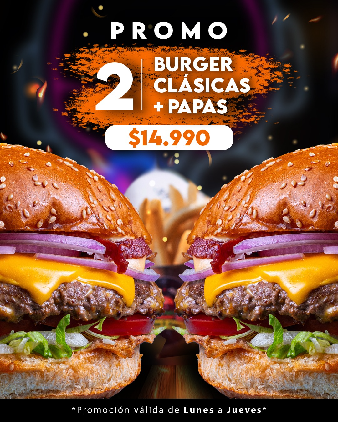 2 Burger Clasicas + Papas Fritas