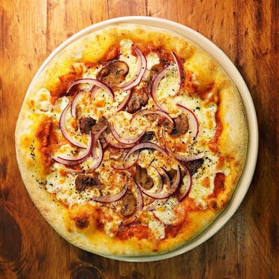 Champiñones - cebolla morada