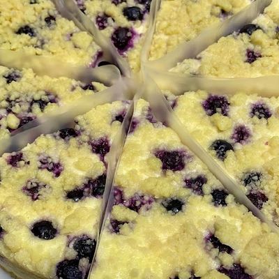 Cheesecake arándanos crumble