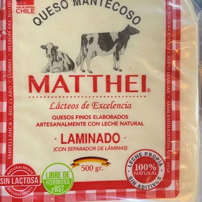 Queso laminado mantecoso matthei 500 gr