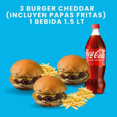 PROMO 6 - 3 BURGER CHEDDAR + BEB 1.5