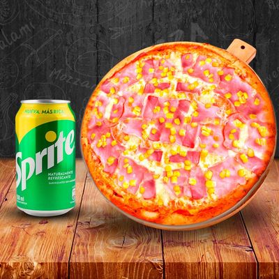 PIZZA INDIVIDUAL A TU GUSTO +  BEBIDA 350ML.