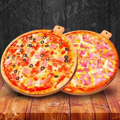 DOS PIZZAS FAMILIARES TRADICIONALES.