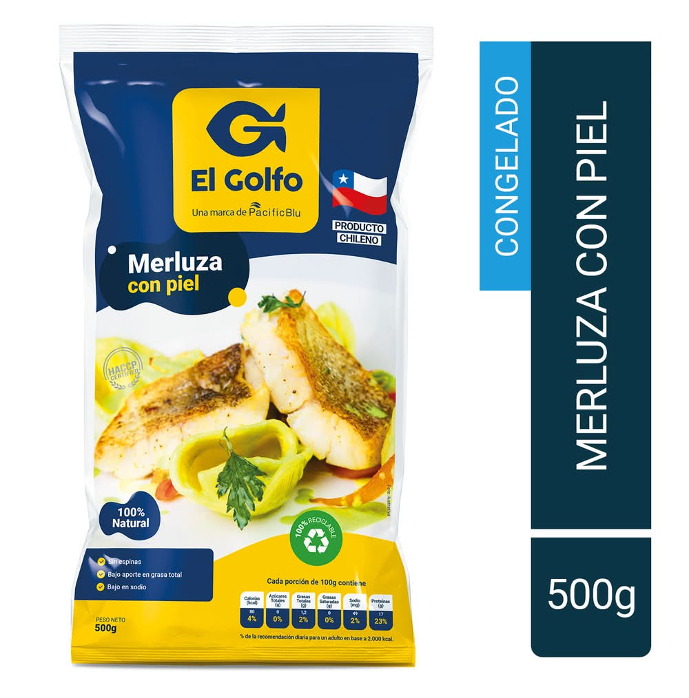 MERLUZA GOLFO CON PIEL 500 GR
