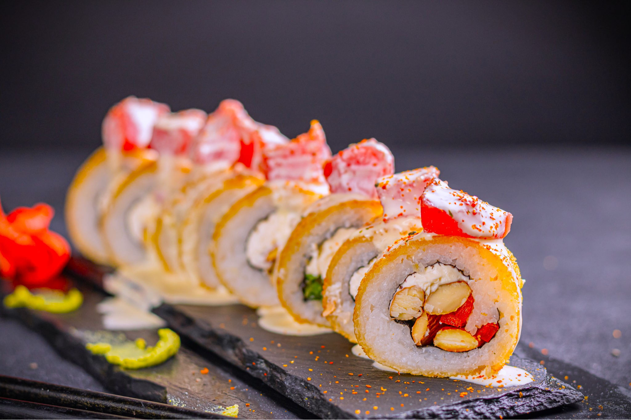 72. maguro acevichado roll