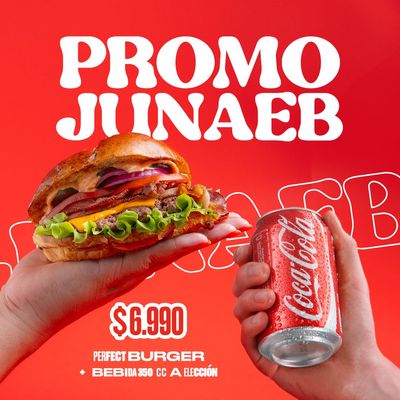 PROMO JUNAEB PERFECT BURGER + BEBIDA 350 CC