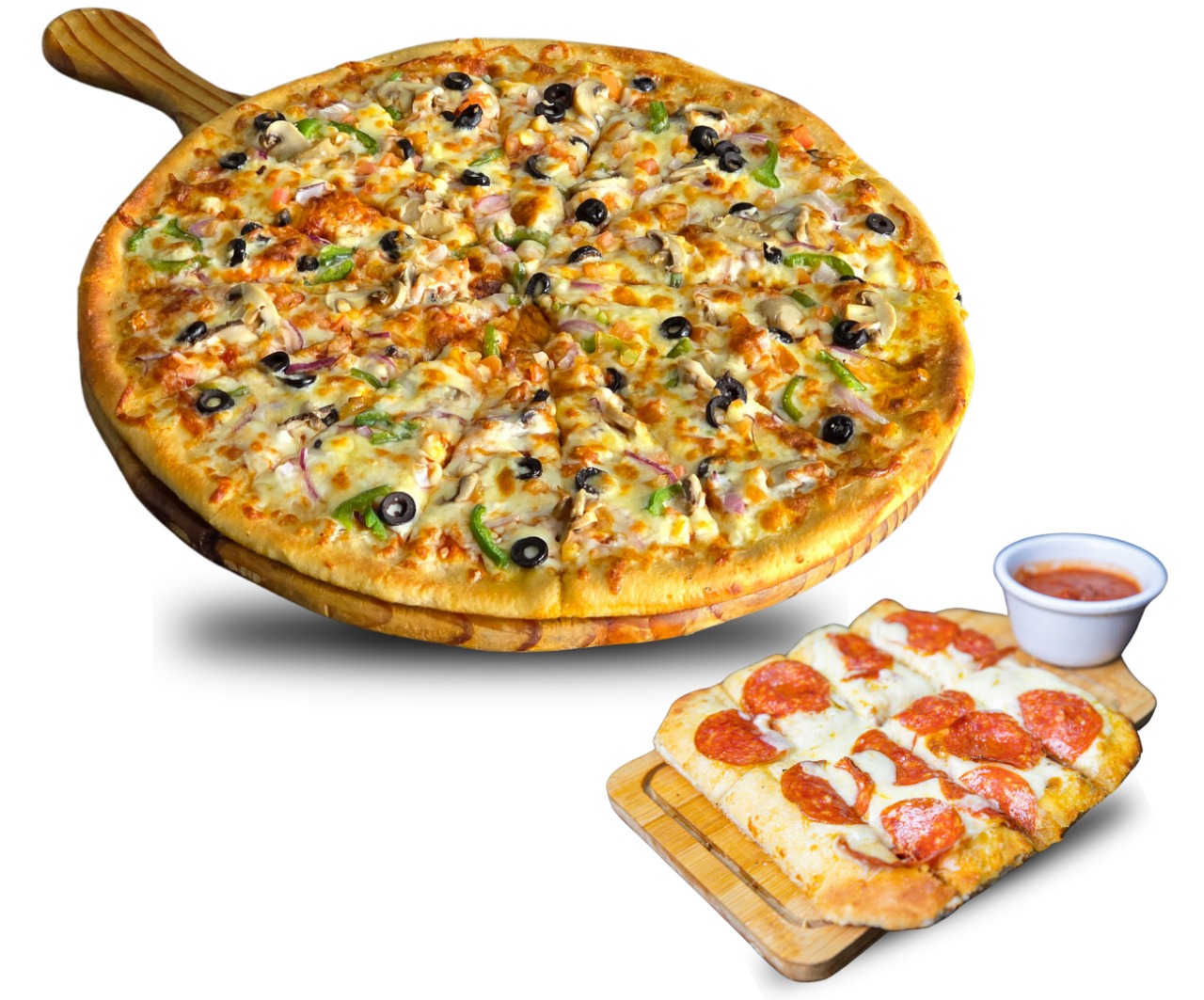 PIZZA GIGANTE + PEPPERONI STICKS