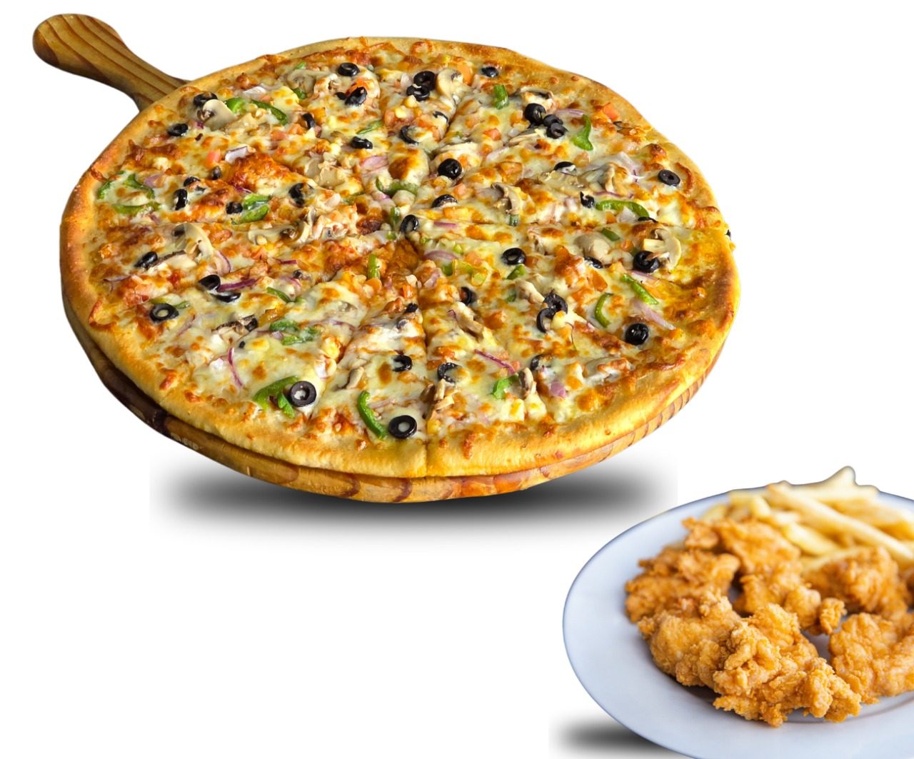 PIZZA GIGANTE + NUGGETS CON PAPAS