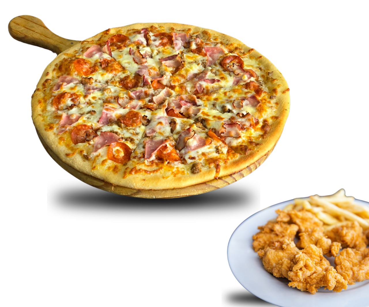 PIZZA GRANDE + NUGGETS CON PAPAS