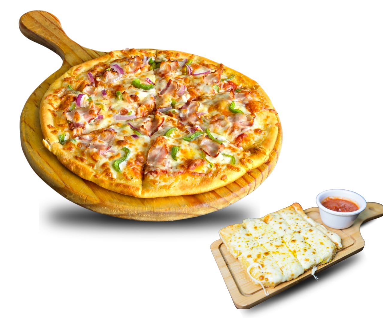 PIZZA PEQUEÑA + CHEESESTICKS