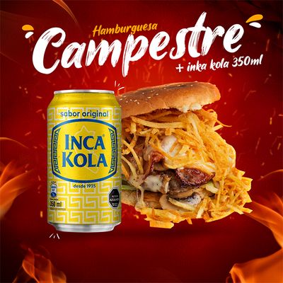 Hamburguesa campestre + inca kola Lata 350ml