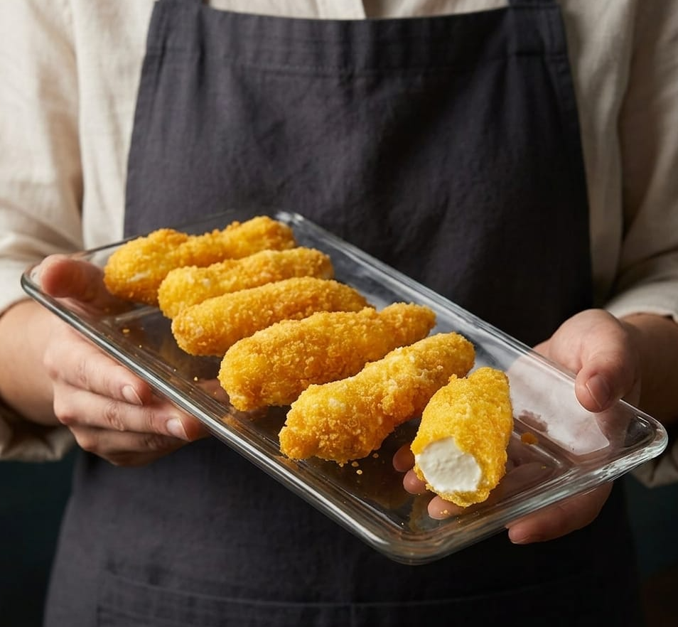 Bastones de Queso crema apanados en Panko