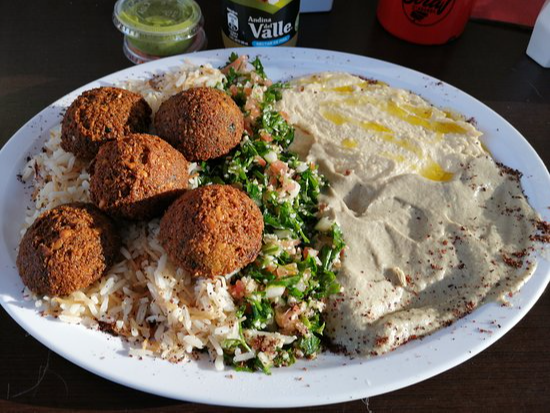 Shawarma al plato de falafel