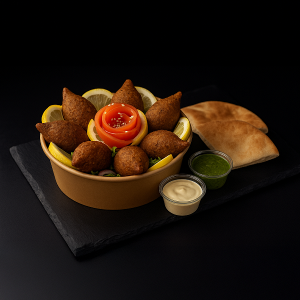 Kubbe Frito (6 unidades) + 2 Pan pitas + 2 salsas