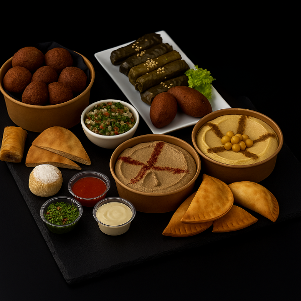 Tabla Siraj para Compartir (Vegana) – 2 a 3 personas + 4 salsas