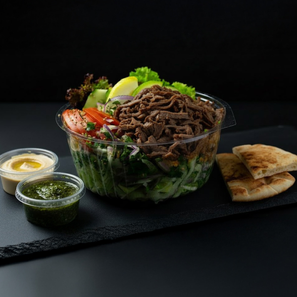 Ensalada Siraj Carne + 2 pan pitas + 2 salsas