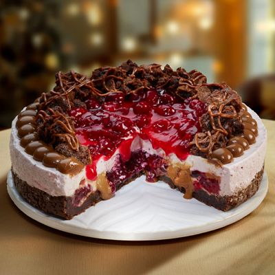 Postre Cheesecake Brownie Arándanos rojos